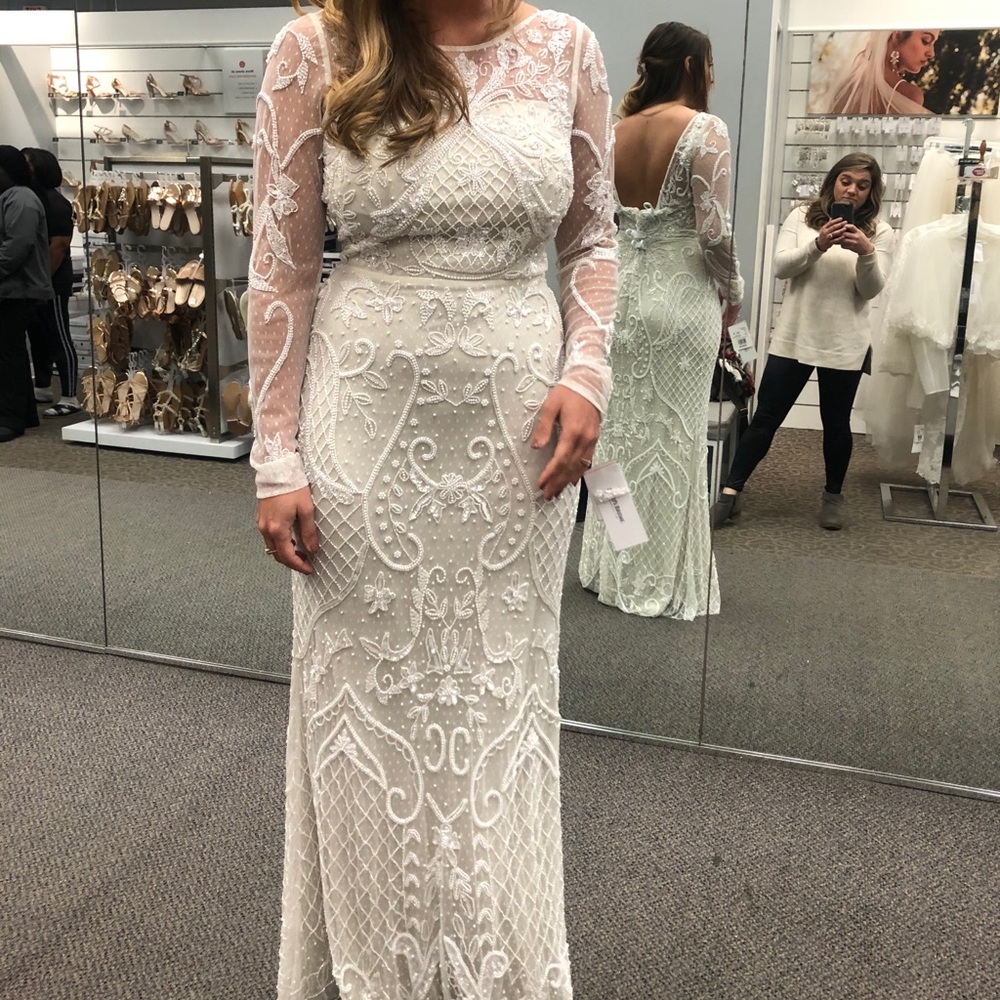 NWT DB Studio Beaded long Slv Wedding Gown Sz 10